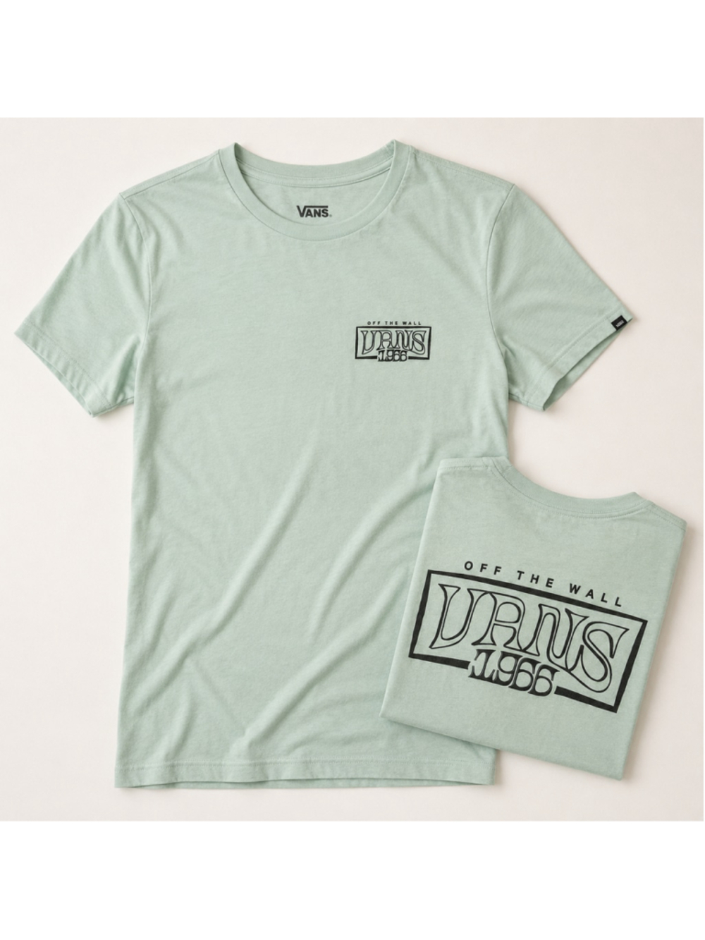 Vans Off The Wall 1966 Mint Green Graphic Tee Small Slim Fit